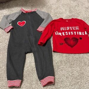 Toddler Valentine’s romper and shirt